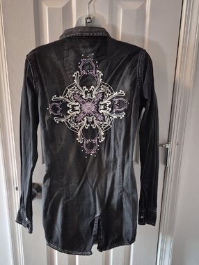 Rock 47 by Wrangler Shirt with Purple & White Embroidered Back